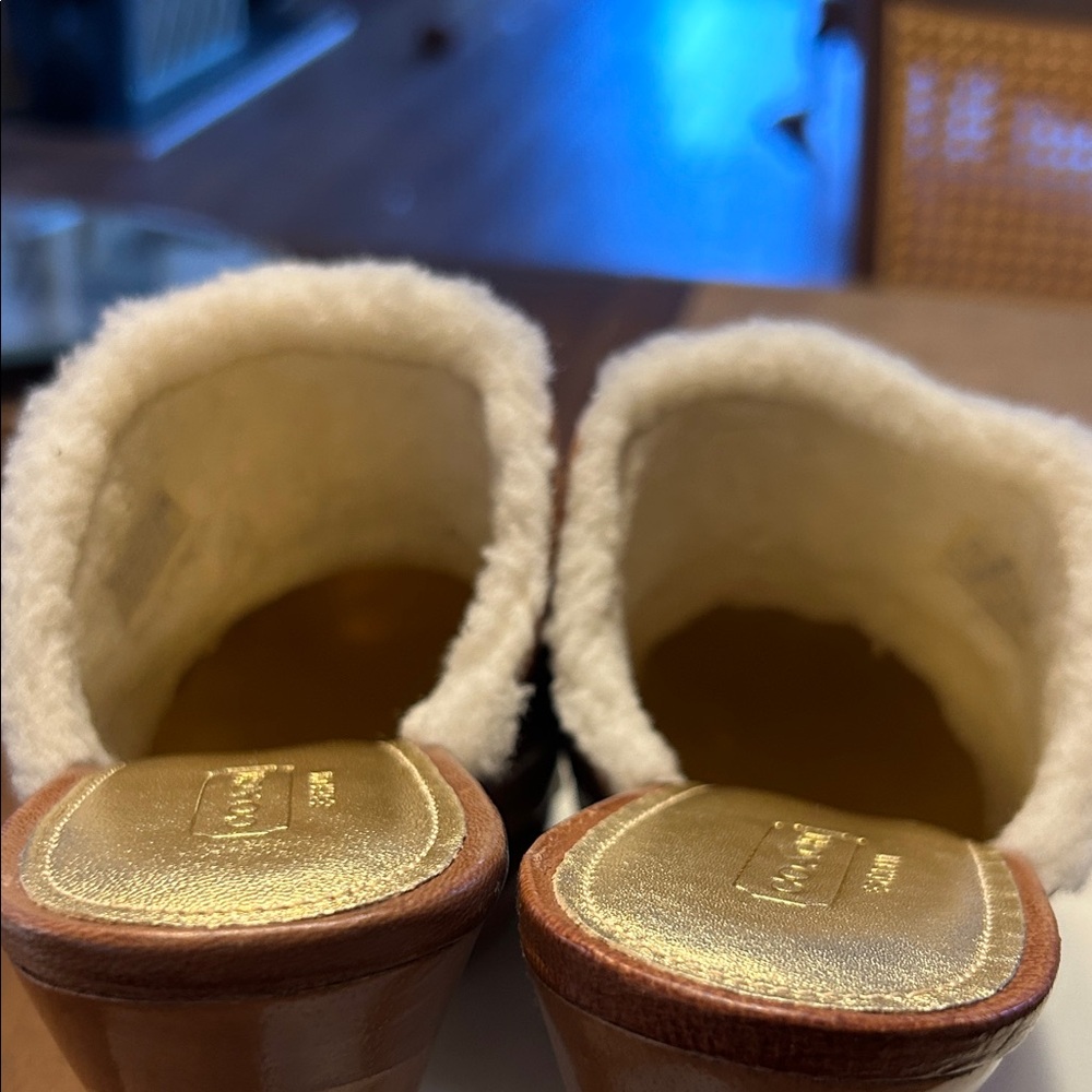 NIB Coach Brown Leather Georgia Mules with Stud Accents - Picture 10 of 10